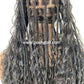 French Cornrow Bohemian Wig, Swiss Full Lace, Black, Waist Length, Standard Density - Sweetie