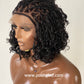 Bob Bohemian Knotless Wig (Human Hair Curls) HD Full Lace, Black Color