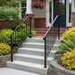 Outdoor Stair Handrail for 1–4 Steps, Adjustable Black Steel Railing