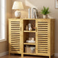 Bamboo 4 Tier Floor Cabinet with Doors, Freestanding Storage