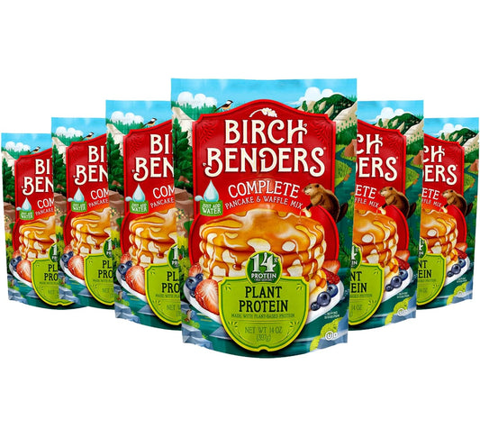 Birch Benders Plant Protein Pancake & Waffle Mix, 10 oz, Pack of 6