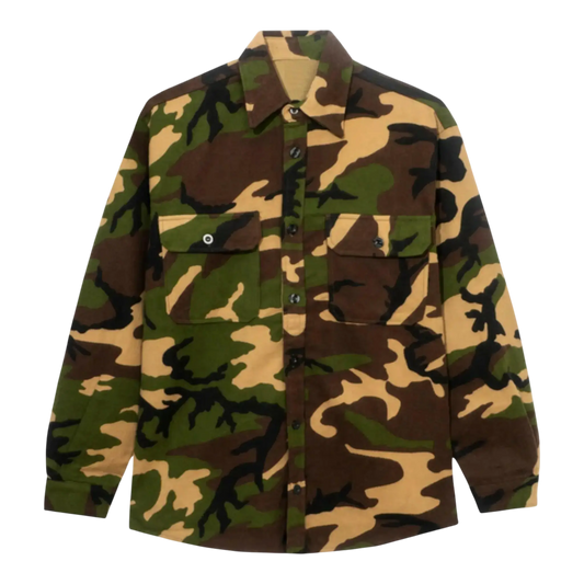 Anti Social Social Club Dialtone Camo Men Flannel Shirt Green Camo