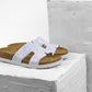 Liora II by LEON- Women’s Leather Sandal- Shimmering Slide Sandals with Glitter Effect