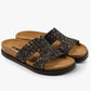 Liora II by LEON- Women’s Leather Sandal- Shimmering Slide Sandals with Glitter Effect