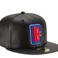 New Era 59Fifty Men Los Angeles Clippers Team Faux Leather Fitted Hat Black