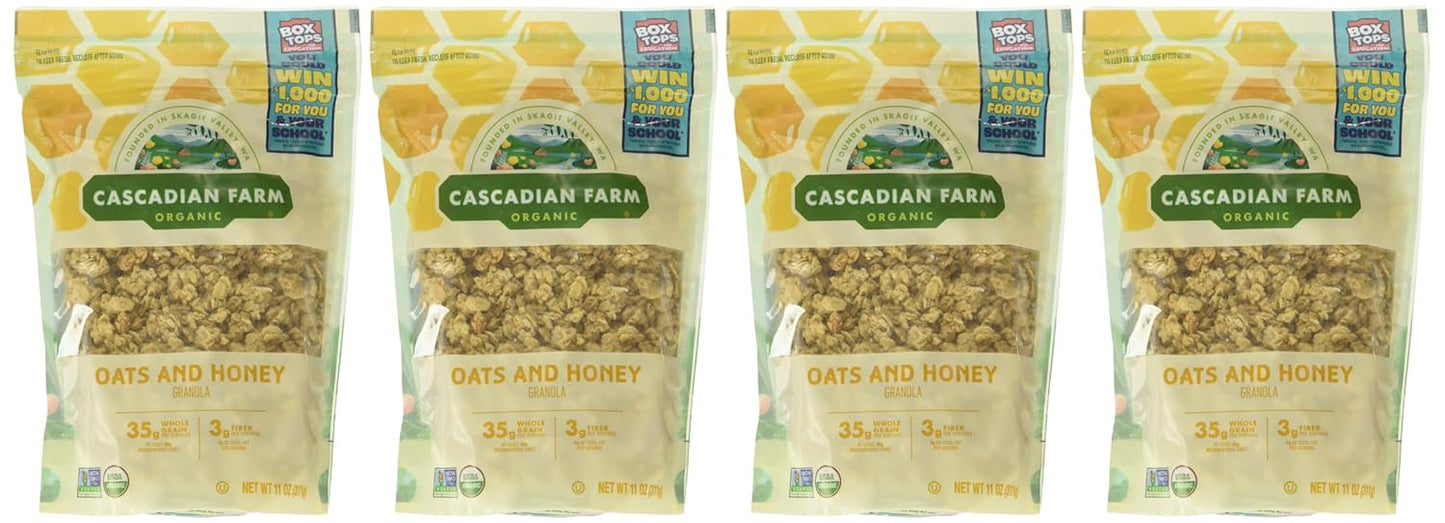 Cascadian Farm Organic Honey Granola Oats, 4 x 11 oz.