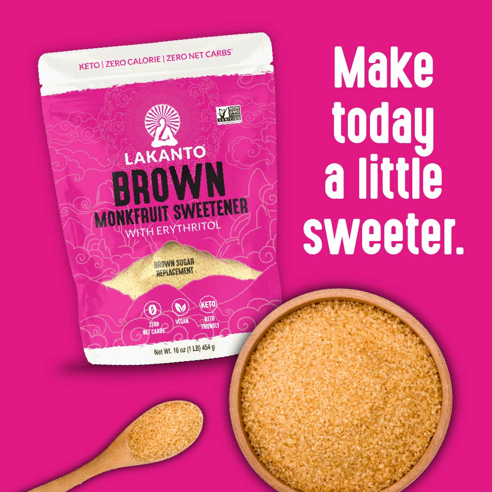 Lakanto Monkfruit Sweetener, Brown, 16 oz., Pack of 8