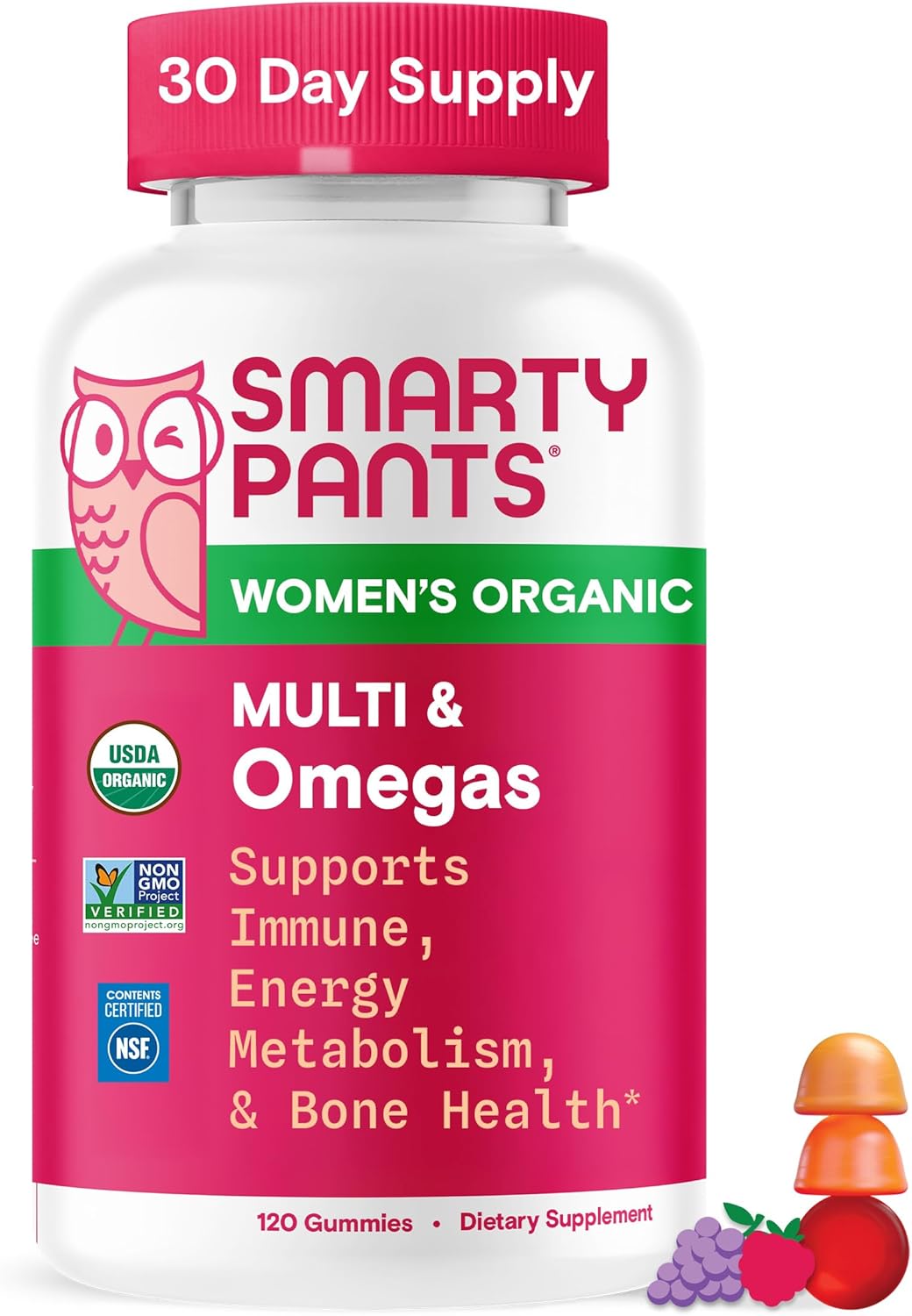 SmartyPants Women's Complete Daily Multivitamin & Omega Gummies, 120 Count
