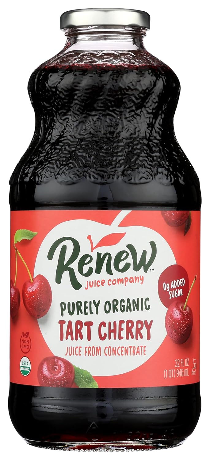 Renew Juice Company Organic Tart Cherry Juice, 32 Fl Oz Bottles, Pack of 6