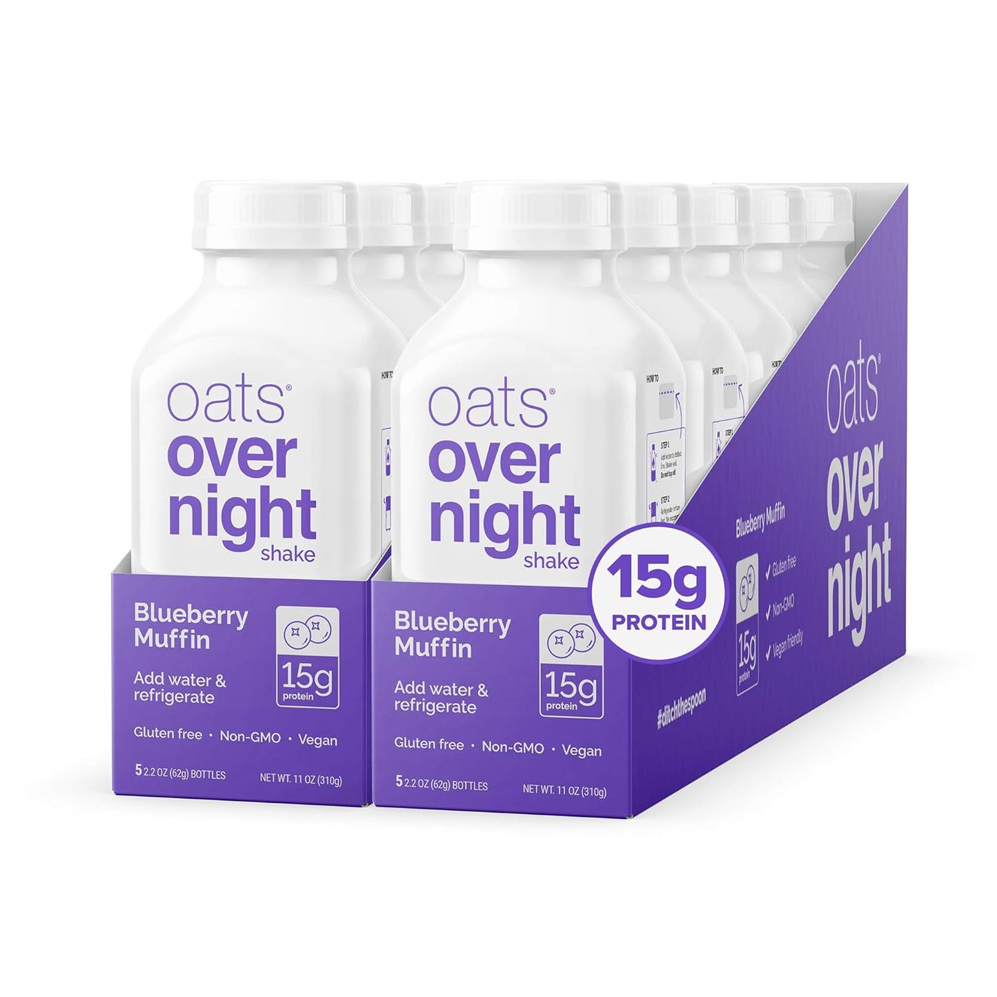 Oats Overnight Blueberry Muffin Protein Oatmeal, 2.2 oz, Pack of 10