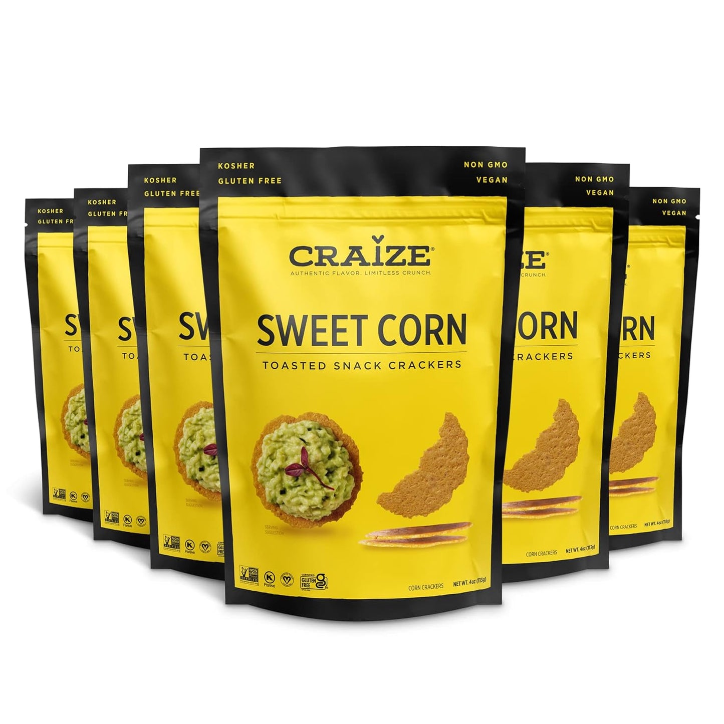 Craize Sweet Toasted Corn Crisps 4 Oz Pack of 6