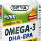Deva Vegan Omega-3, 500mg DHA + EPA, Plant-Based Omega Fatty Acids, 60 Capsules