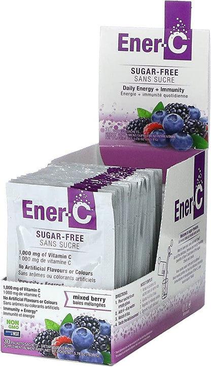 Ener-C Max Berry Vitamin C Drink Mix, 30 Pack, 1000mg Sugar Free