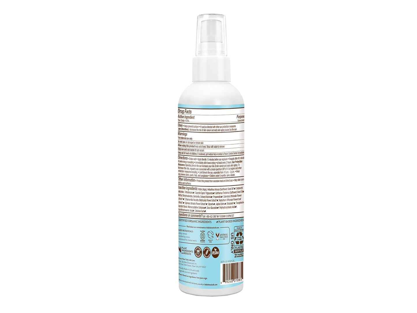 Babo Botanicals Sensitive Skin Baby Sun Spray, SPF 30, 6 oz