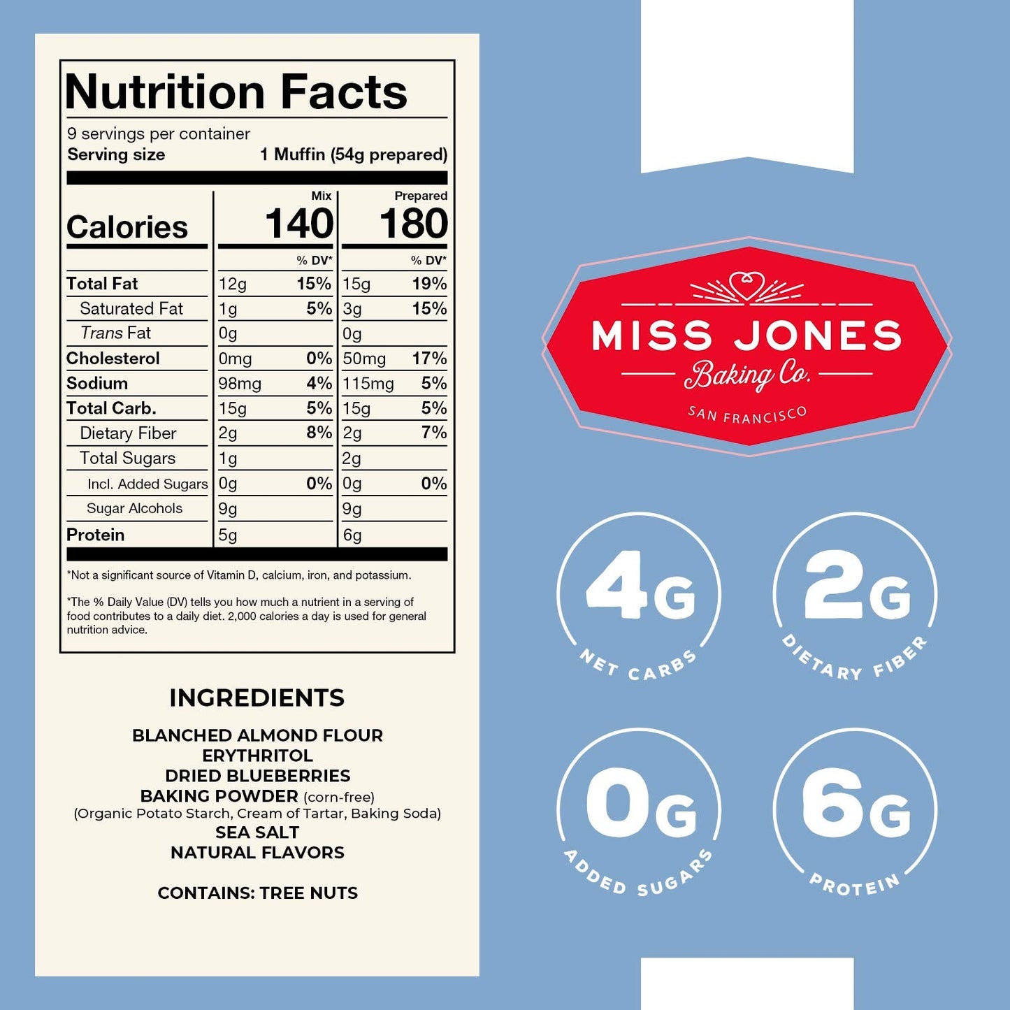 Miss Jones Baking Co Blueberry Keto Gluten Free Muffin Mix (Pack of 6 - 10.57 Oz)