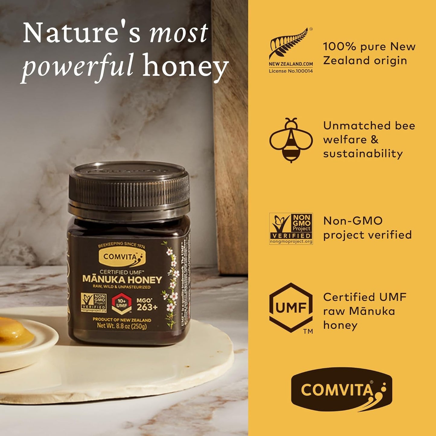 Comvita Raw Manuka Honey UMF 10+, MGO 263+, 8.8 oz