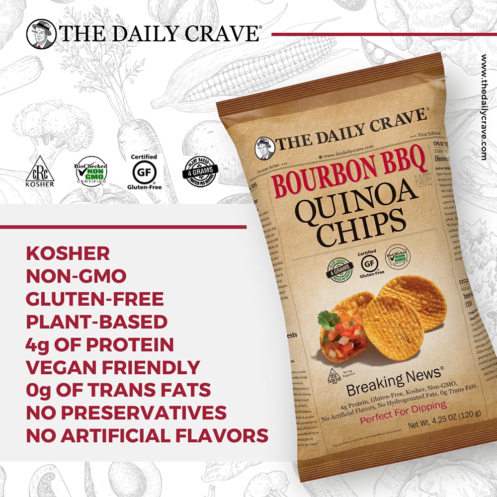 The Daily Crave Bourbon BBQ Quinoa Chips, 4.25 oz, Pack of 8
