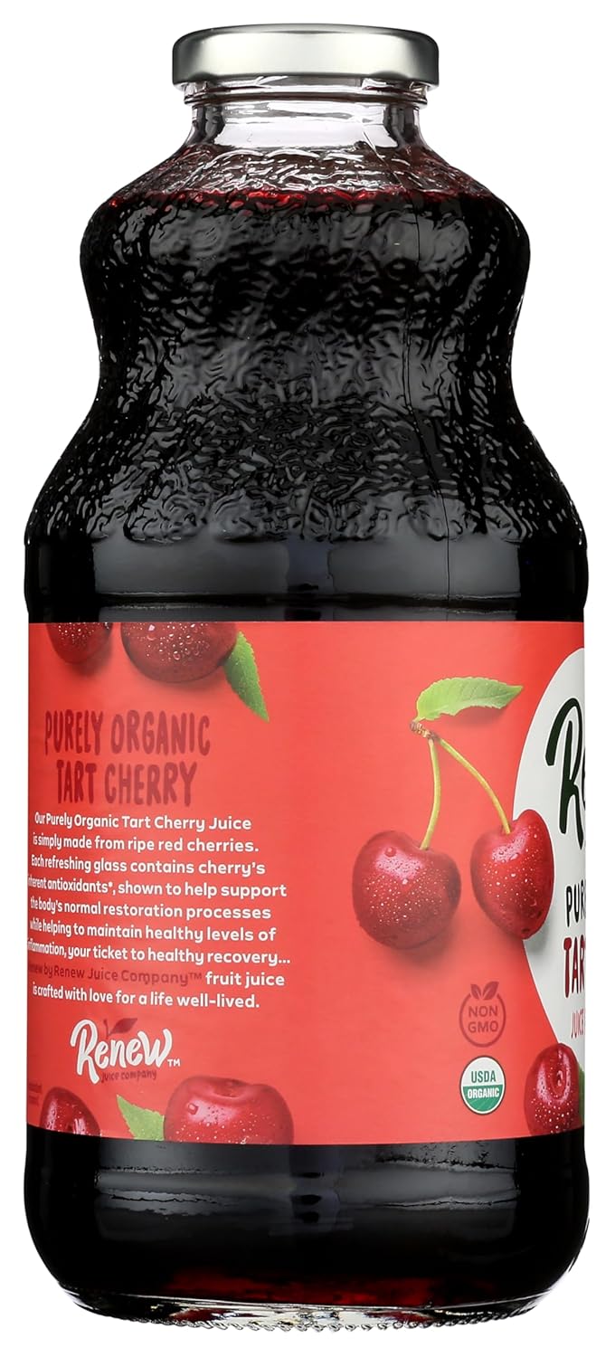 Renew Juice Company Organic Tart Cherry Juice, 32 Fl Oz Bottles, Pack of 6