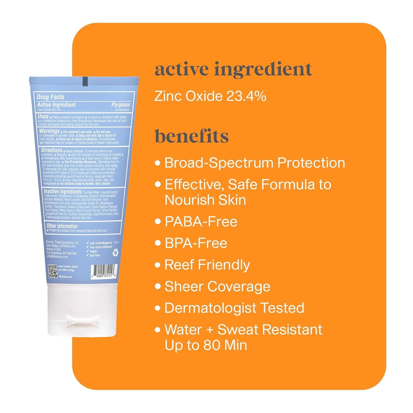Thinksport Safe Sunscreen Active Clear Zinc SPF 50 - 1 Each - 2 oz