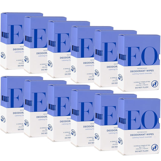 EO Lavender Deodorant Wipes, 6-Count, Case of 12