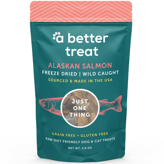 A Better Treat - Freeze Dried Raw Salmon Treats, 3 oz (Pack of 6) - Gluten & Grain Free
