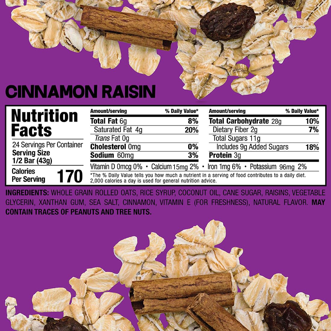 Bobo's Cinnamon Raisin Whole Grain Oat Bars, 3 oz., Pack of 12