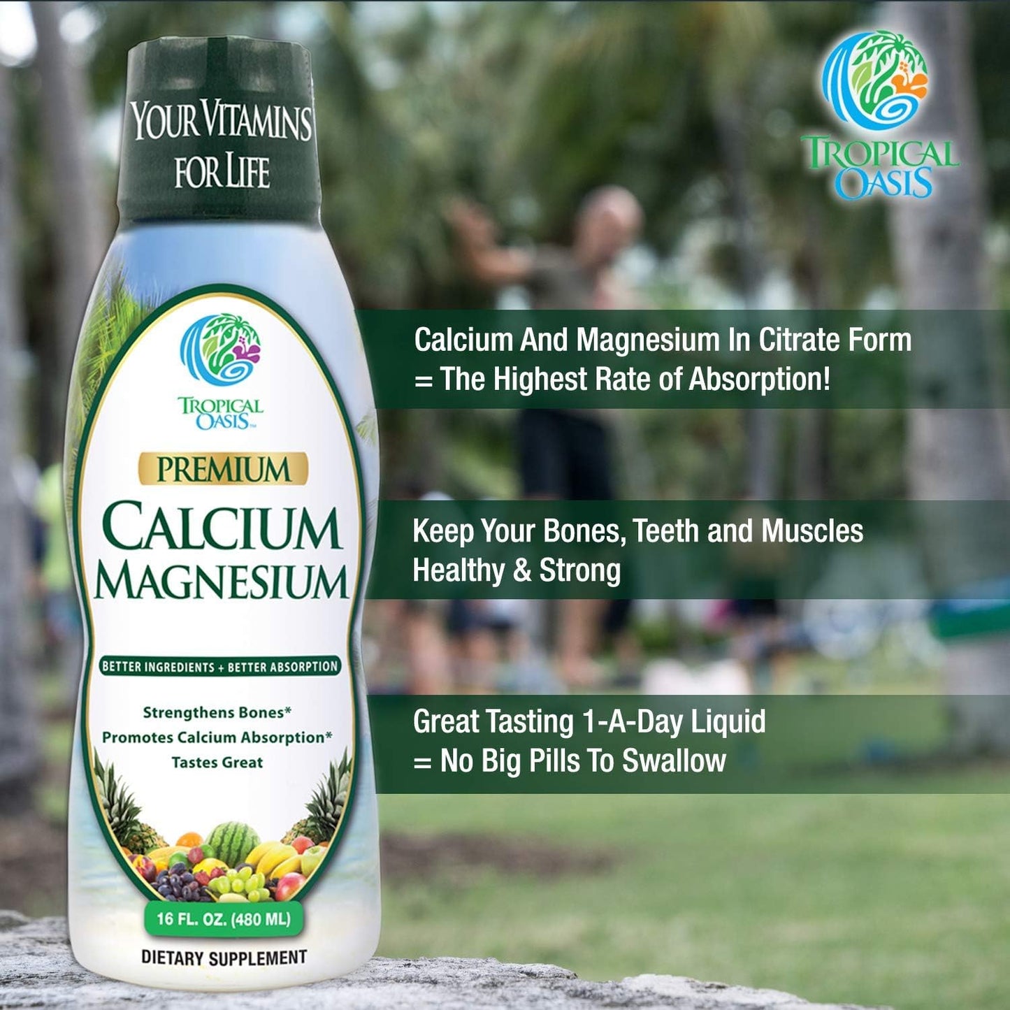 Tropical Oasis Liquid Calcium & Magnesium, Orange Flavor, 16 Fl. Oz.