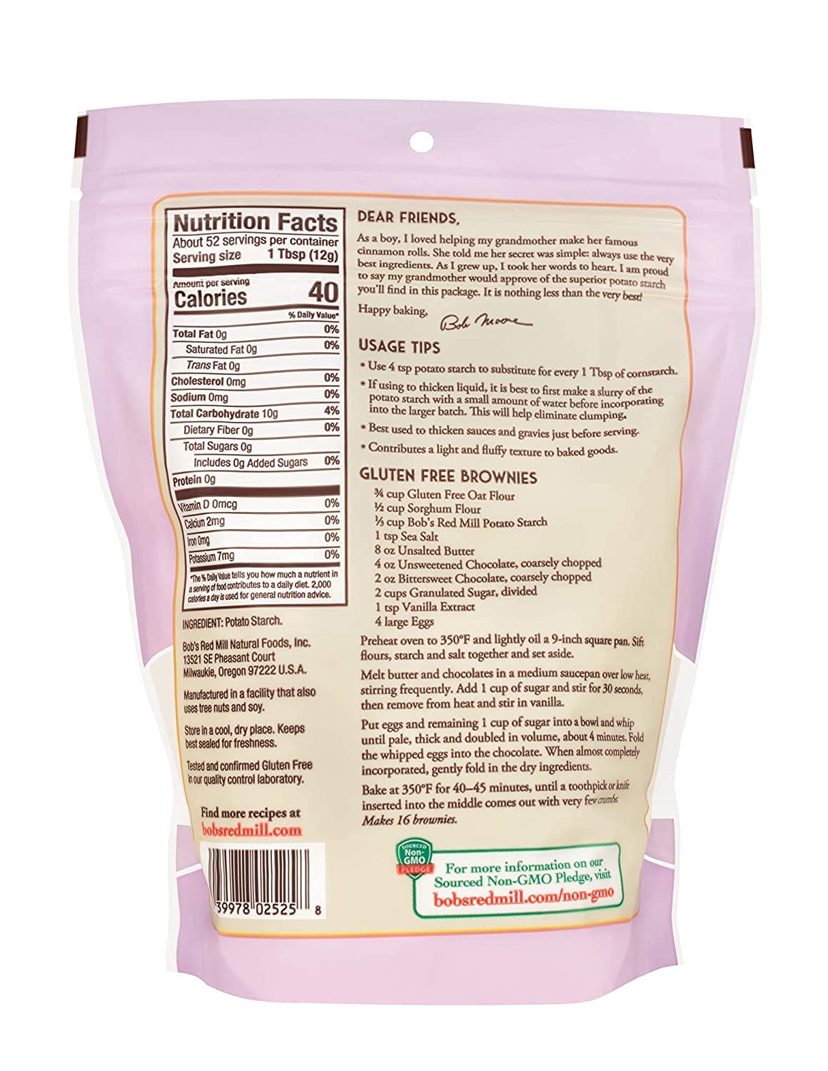 Bob's Red Mill Organic Potato Starch, Gluten-Free Flour, 4-Pack (22 oz)