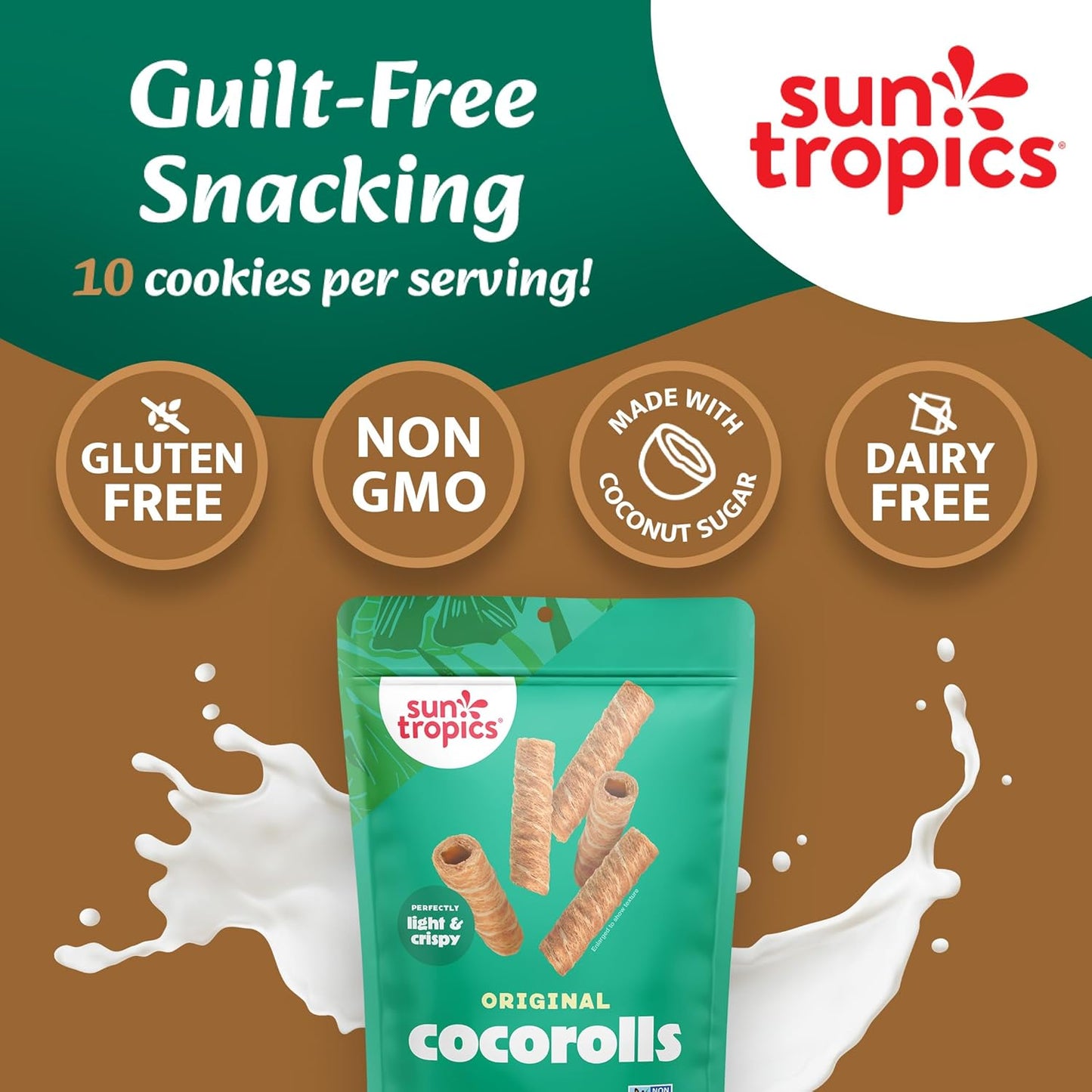 Sun Tropics Coco Rolls, Original Rolled Coconut Wafers (Pack of 12, 4 Oz.)