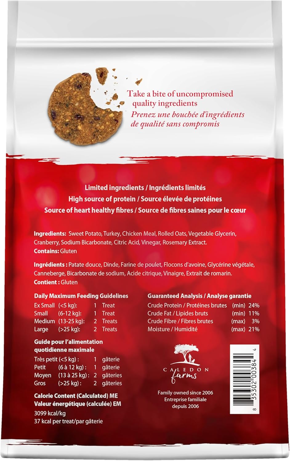 Caledon Farms Turkey Dog Cookies, 8 Oz, Pack of 4