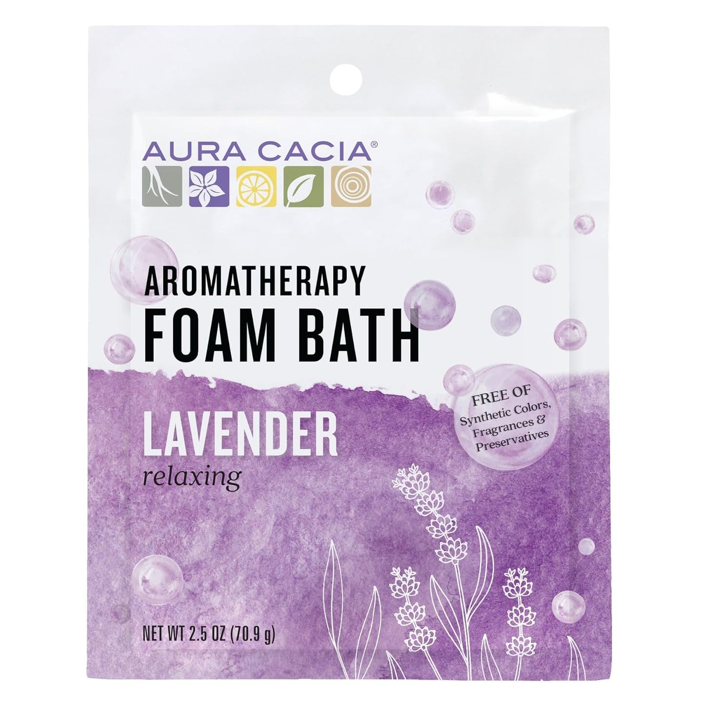 Aura Cacia Relaxing Lavender Foam Bath, 2.5 oz, 6-Pack