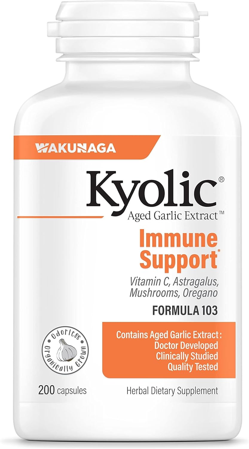 Kyolic Aged Garlic Extract, Immune Formula 103, 200 Capsules.