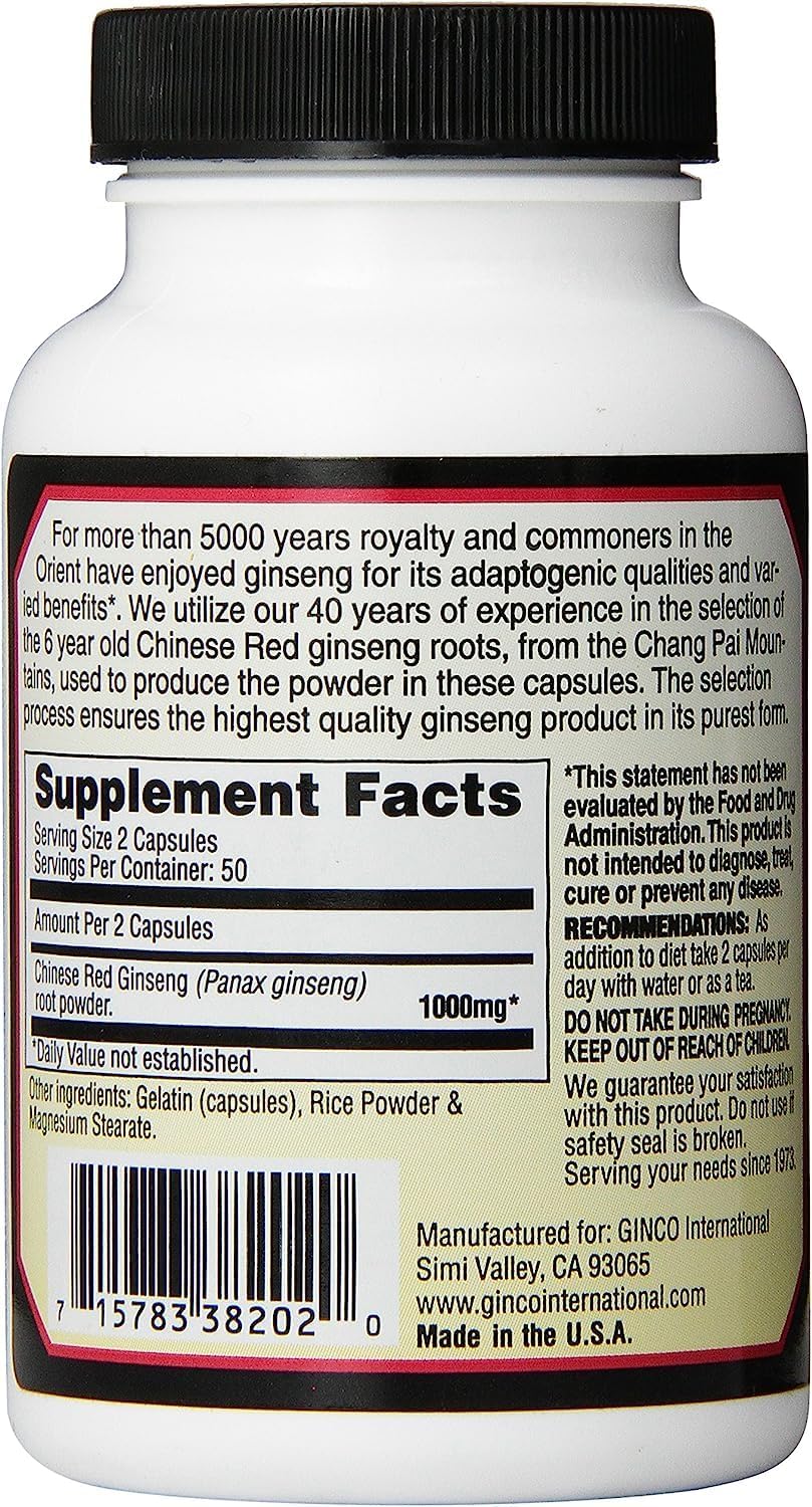 Imperial Elixir Chinese Red Ginseng, 100 Capsules