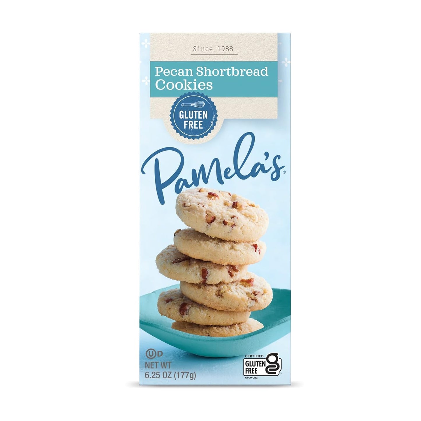 Pamela's Products Gluten-Free Pecan Shortbread Cookies, Case of 6, 6.25 oz.