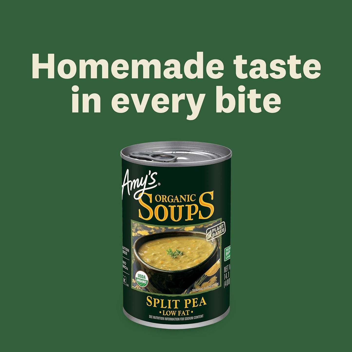 Amy's Organic Low Sodium Split Pea Soup, 14.1 oz, Pack of 12