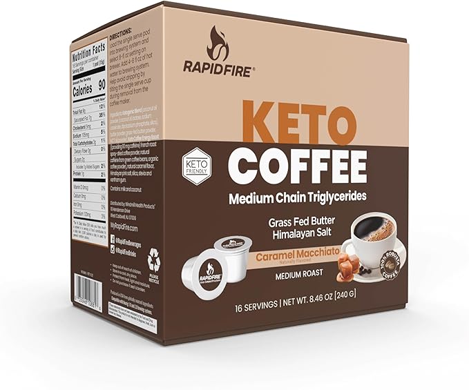 Rapidfire Keto Coffee Pods: Caramel Macchiato (Pack of 16)