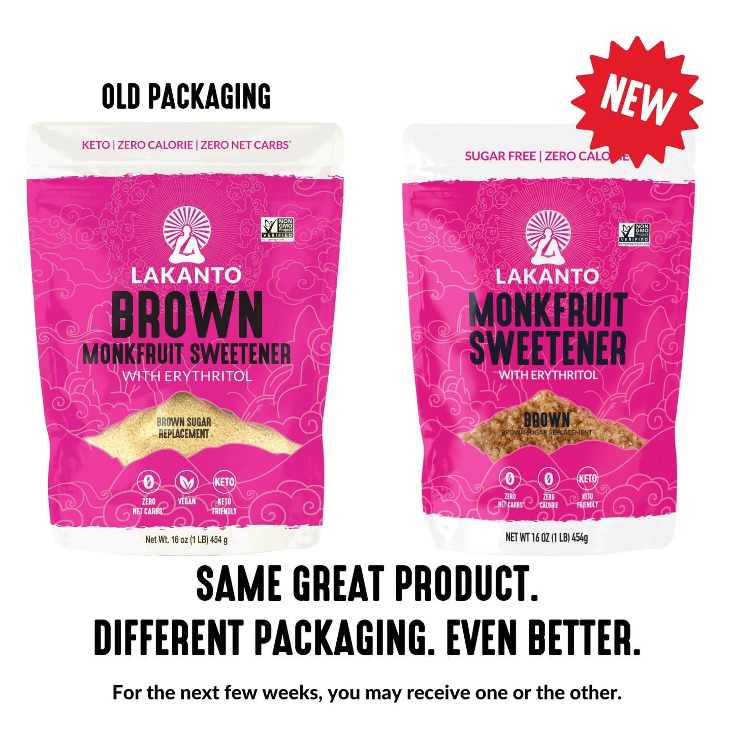 Lakanto Monkfruit Sweetener, Brown, 16 oz., Pack of 8