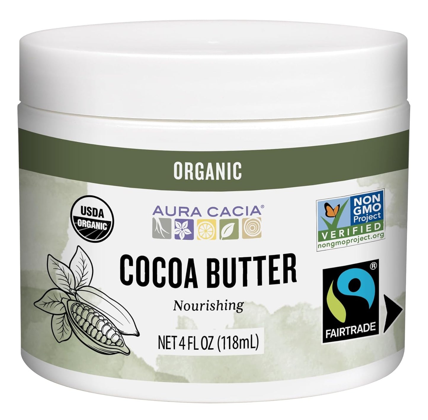 Aura Cacia Organic Cocoa Butter, 4 Oz