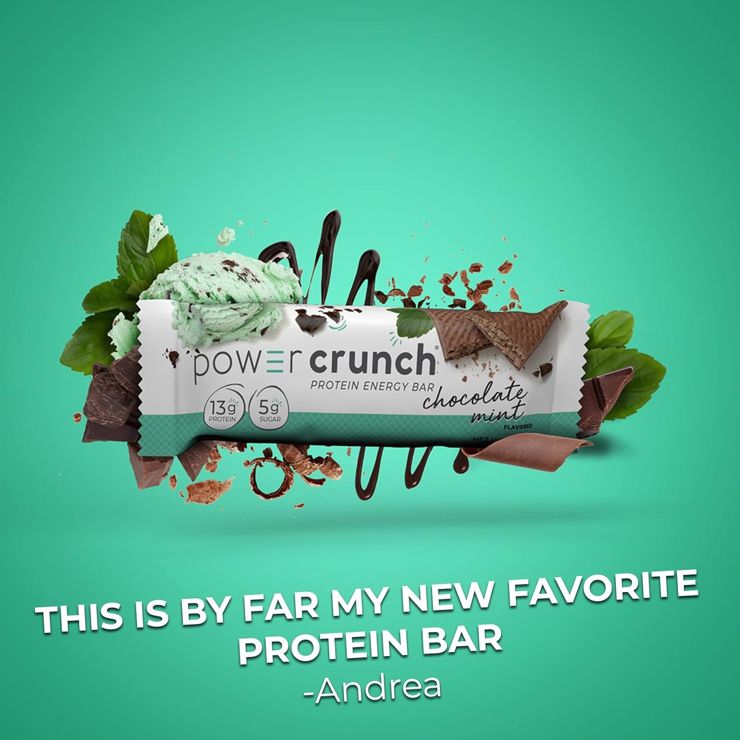 Power Crunch Original Protein Energy Bar Chocolate Mint, Pack of 6, 7 OZ, High-Protein Wafer Bar