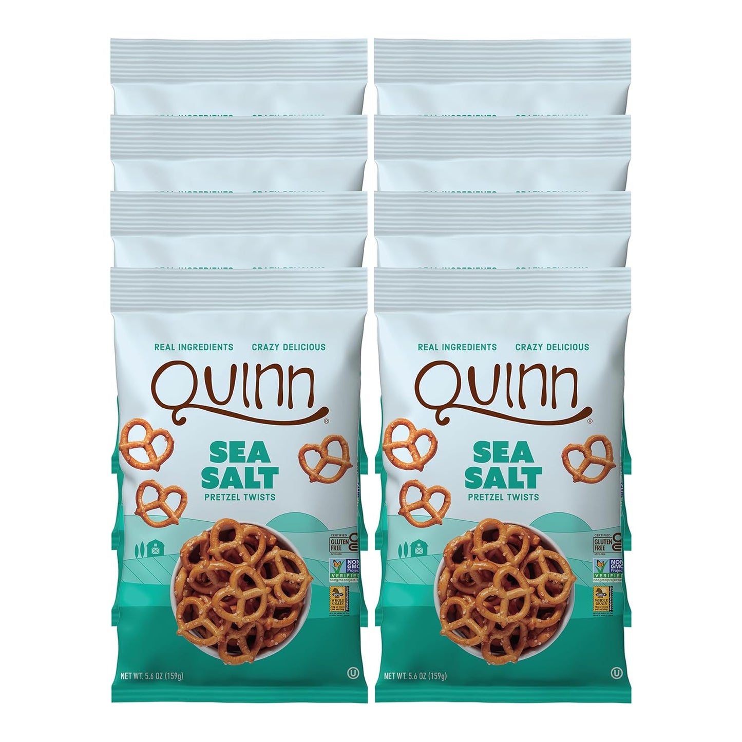 Quinn Pretzels, 5.6 Oz. Classic Sea Salt Twist, Pack of 8