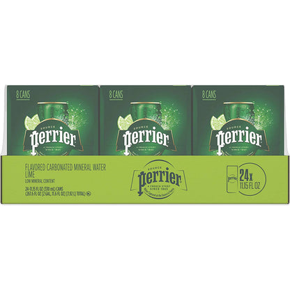 Perrier Sparkling Lime Mineral Water - 8.15 Oz Can, Pack of 3