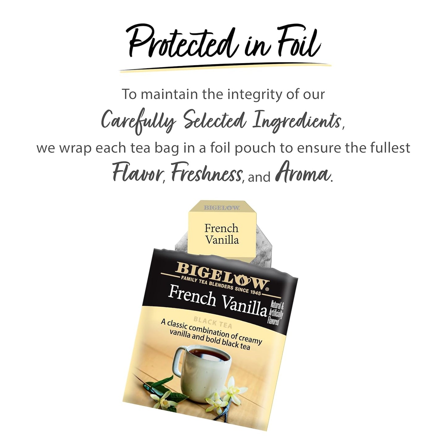 Bigelow French Vanilla Black Tea, Pack of 6, 20 Tea Bags Each