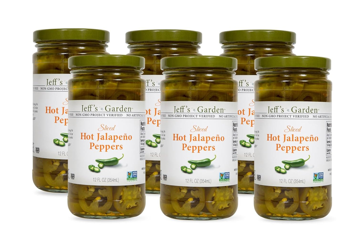 Jeff's Garden Hot Sliced Jalapeno Peppers, 12 oz, Pack of 6