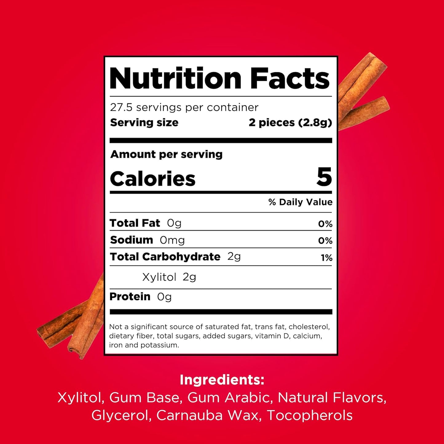 PUR Cinnamon Gum, Sugar-Free, 2.72 oz, Pack of 12