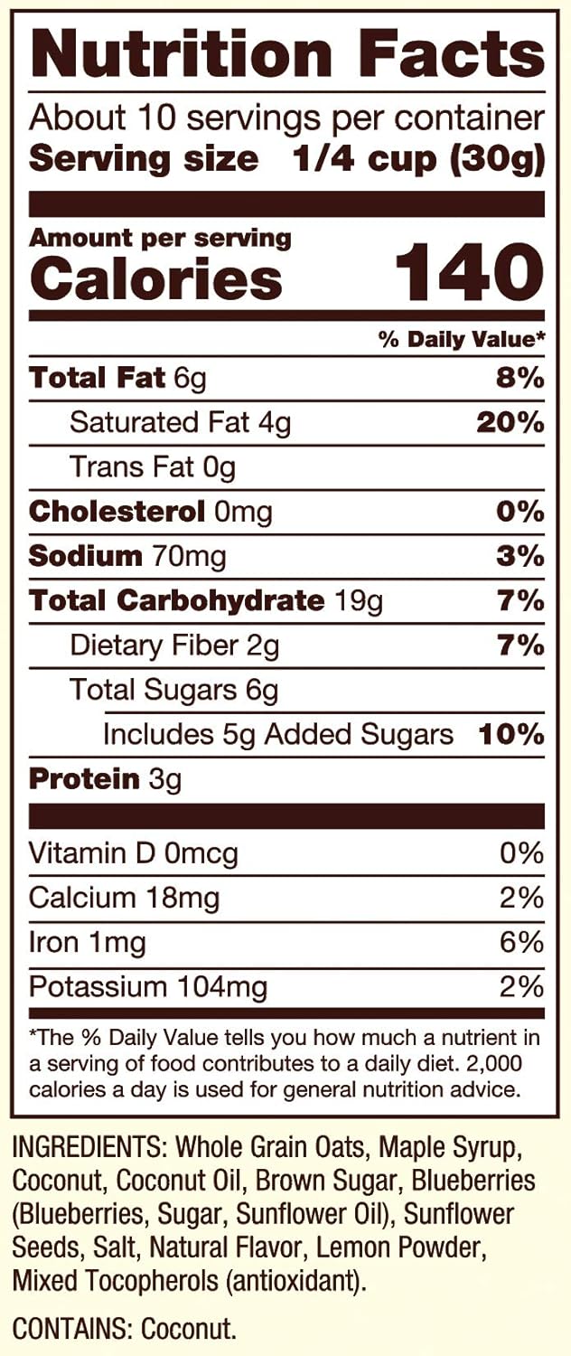 Bob's Red Mill Organic Lemon Blueberry Granola, Case of 6, 11 oz Bags