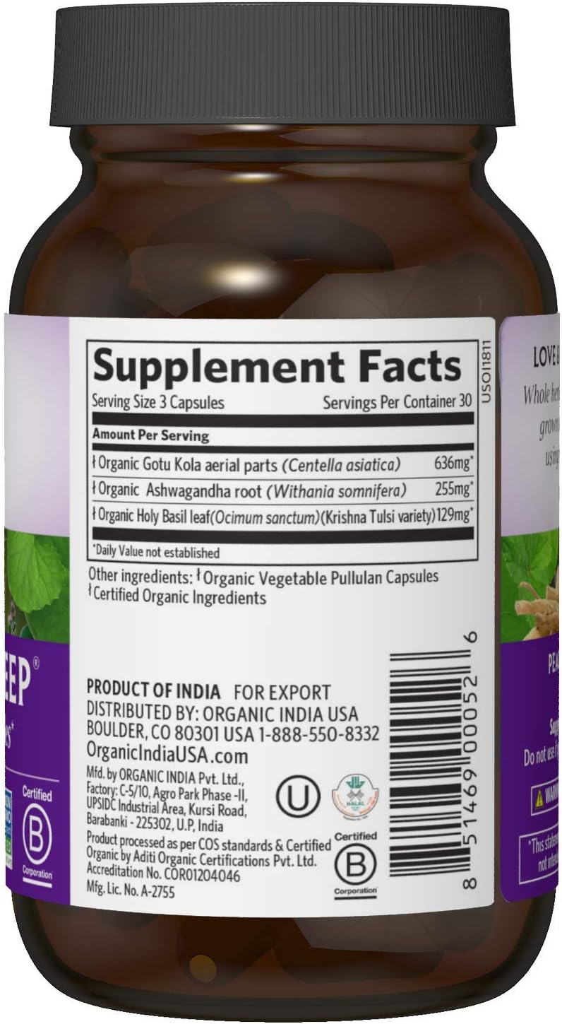 Organic India Peaceful Sleep Supplement, 90 Capsules