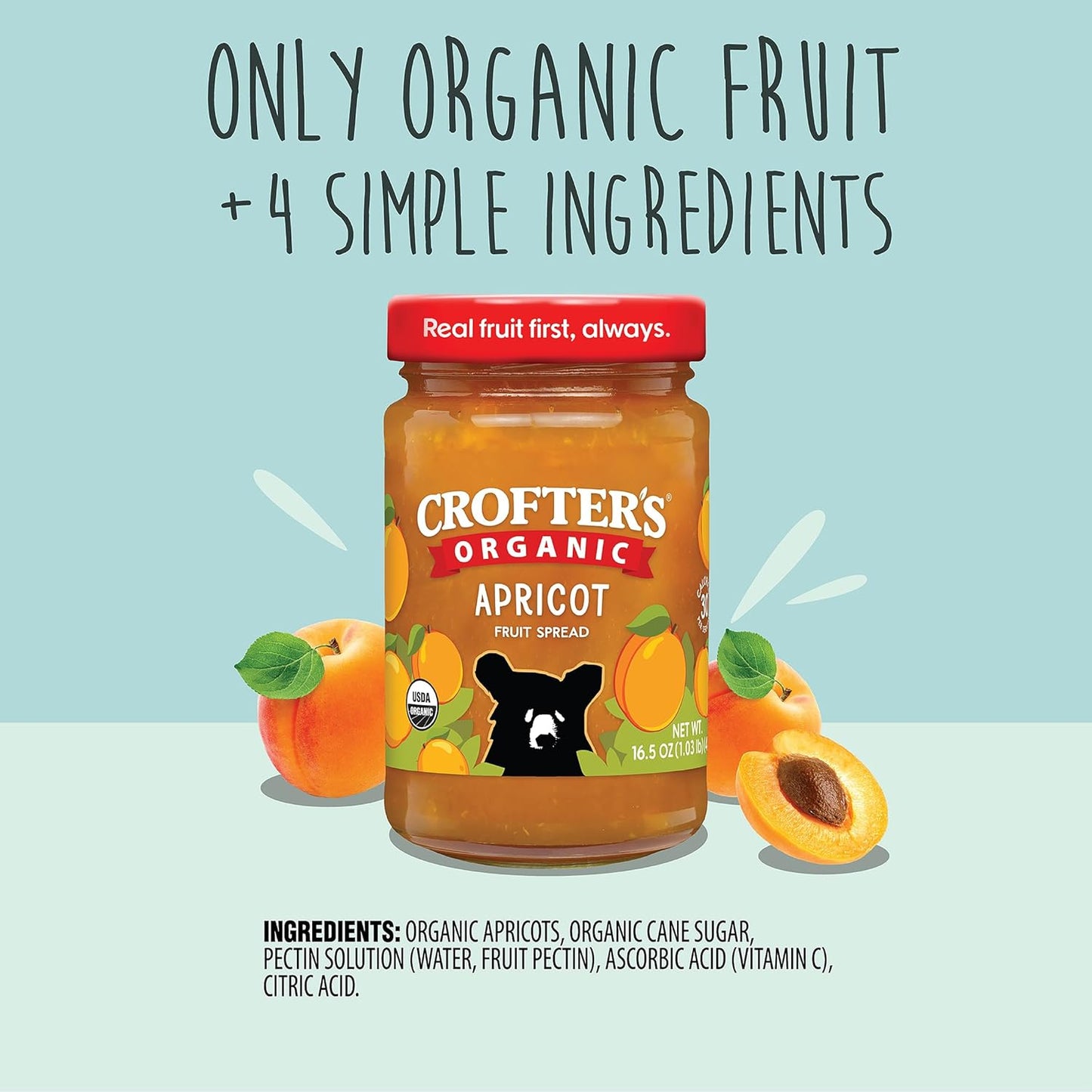 Crofters Premium Apricot Spreadable Fruit, 16.5 oz, Case of 6