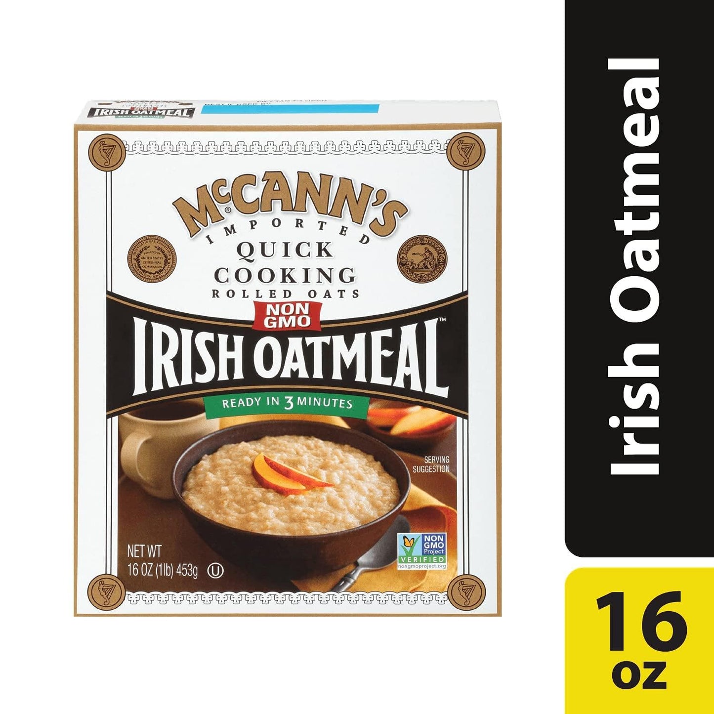 McCann's Irish Oatmeal Quick Cooking Rolled Oats, 16 oz, Case of 12