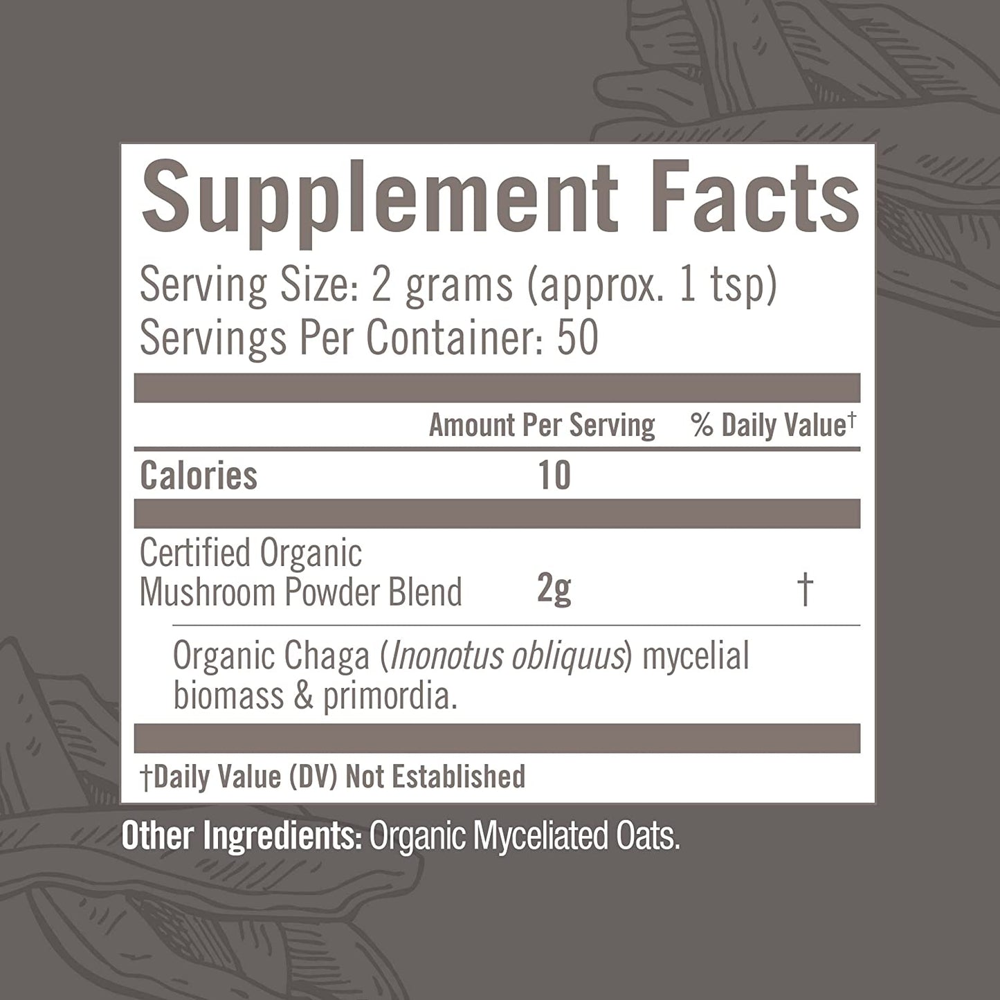 Om Mushroom Superfood Chaga Organic Mushroom Powder, 3.5 Oz., 50 Servings