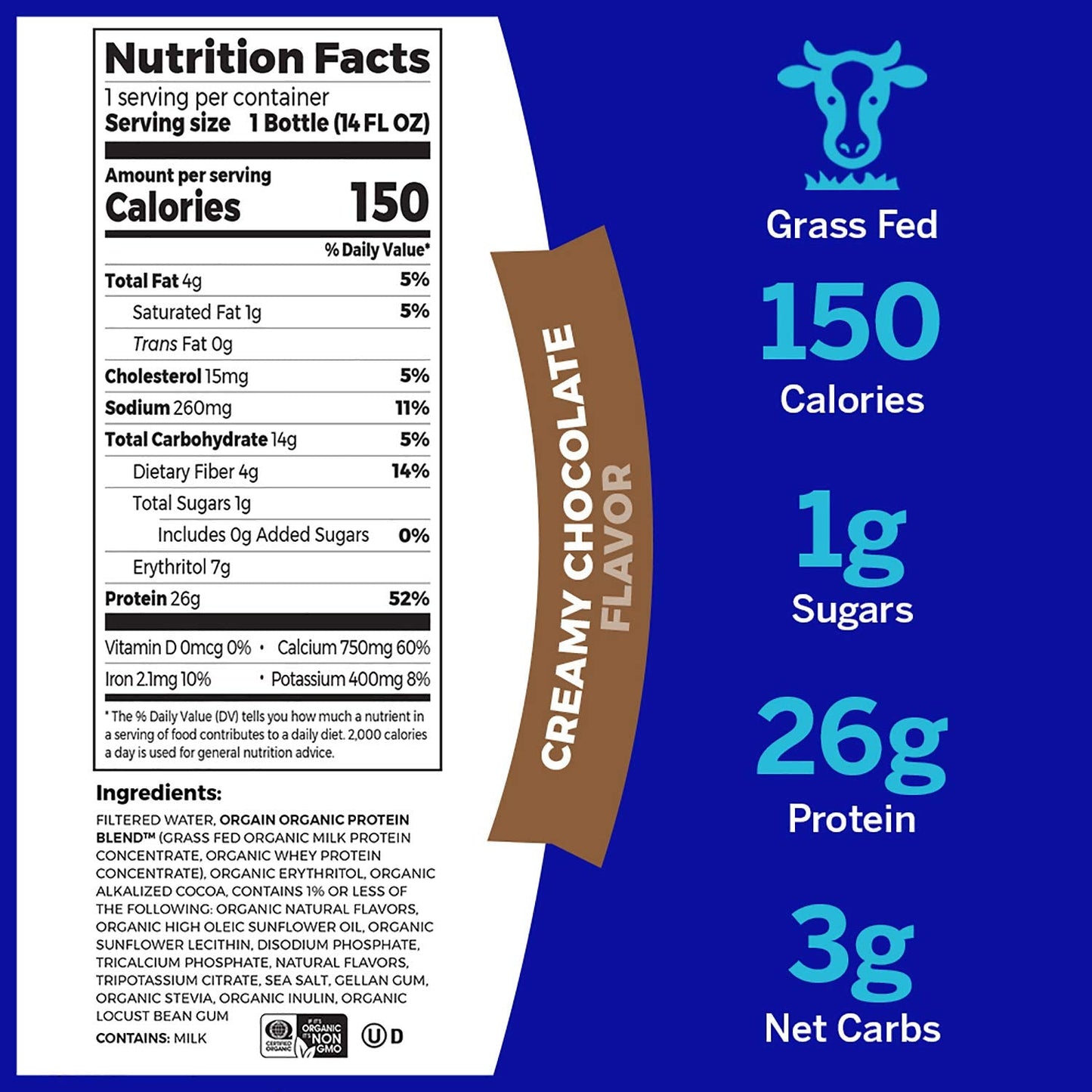 Orgain Creamy Chocolate Nutritional Protein Shake (14 Fl Oz Pack of 12)